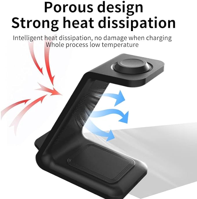 Wireless Charging Station, 3 in 1 Fast Desk Charging Station, Wireless Charger Stand for iPhone, iWatch, Airpods, IOS/Android