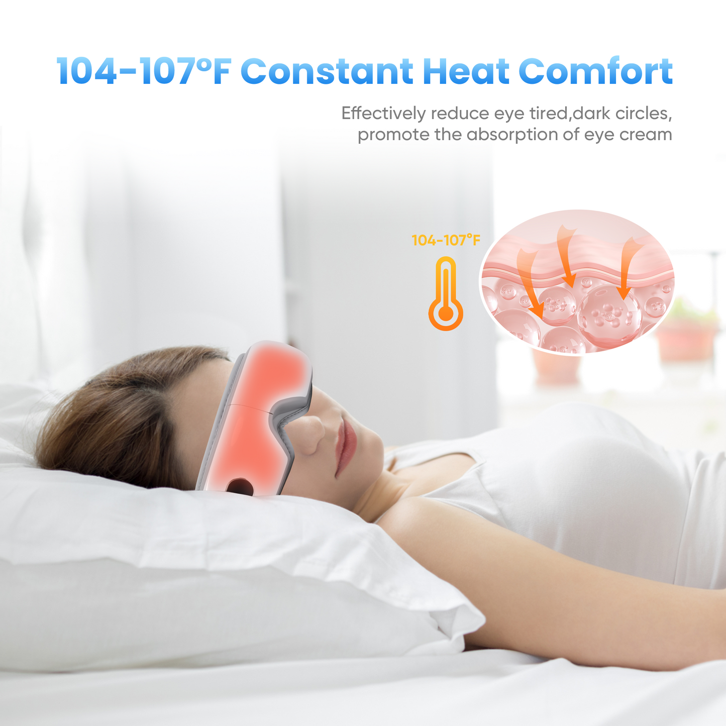 Eye Mask with Foldable Travel Smart Rechargeable Air Compression,Heated Eye Mask with Bluetooth Music