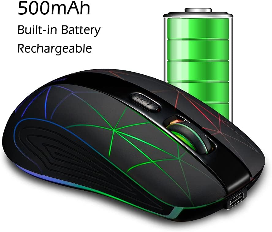 2.4G Wireless Gaming Mouse with USB Nano Receiver Colorful Gaming Mouse for Notebook,PC,Computer