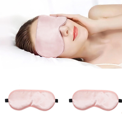 2 Packs 100% Real Natural Pure Silk Eye Mask with Adjustable Strap for Sleeping-Pink