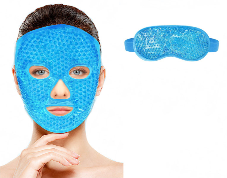 Gel Face Mask Plus Eye Mask Ice Pack Face SPA for Sleeping, Pressure, Headaches, Skin Care-Dark Blue