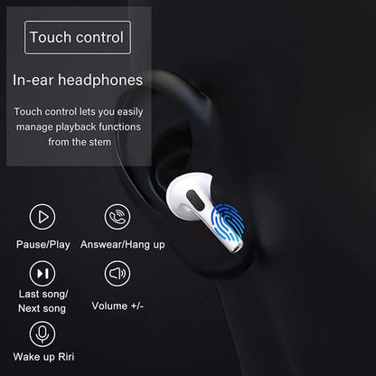 AIR PRO Wireless Earbuds, Bluetooth 5.2 Headphones 3D HiFi Stereo Noise Cancellation Built-in Mic with Charging Case