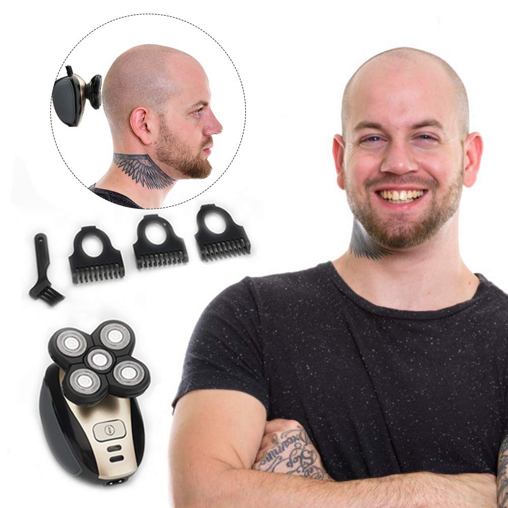 Detachable 4D - 360° Head Shaver,5-In-1 Electric Razor for Men,Shavers for Men Electric Razor for Bald Hair