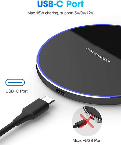 Fast Wireless Charger Wireless Charging Pad Compatible with iPhone15 14 13 12 11 Pro max