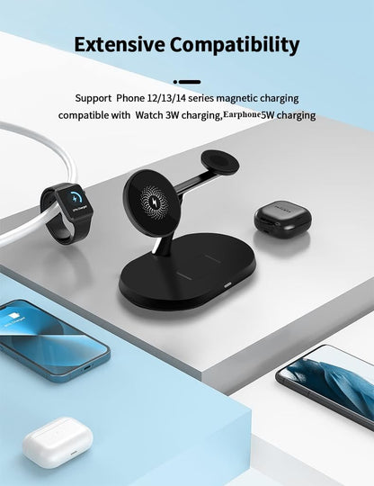 3 in 1 Magnetic Wireless Charging Station for iPhone and Apple Devices Watch, Air Pods