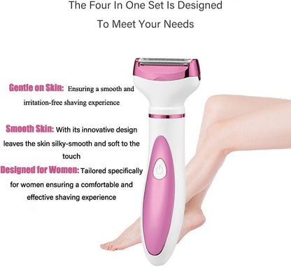 4-in-1 Women’s Body Hair Removal, Shaver Bikini Trimmer for Eyebrow Face Body Underarm, Women’s Trimmer Type C Rechargeable