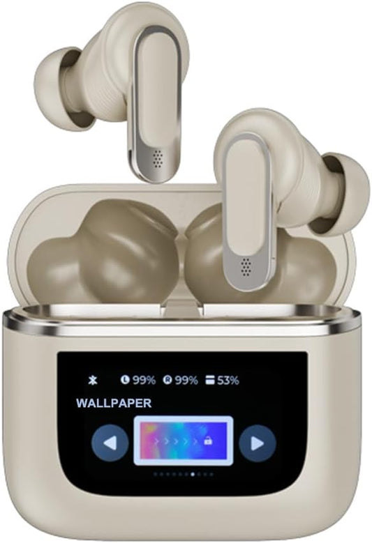 Wireless Noise-canceling Earbuds, LED Color Touch Screen, Anti-Loss Locator, Dual Microphone Call Noise Cancellation, IPX8 Waterproof