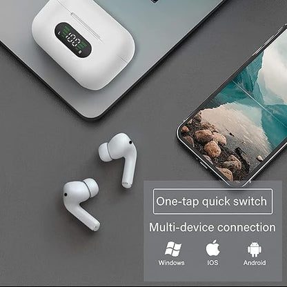 Wireless Earbuds 3 Bluetooth Headphones, IPX5 Waterproof Noise Isolation, LED Power Display  in-Ear Earphones