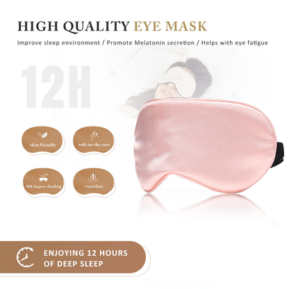 3 Packs 100% Real Natural Pure Silk Eye Mask with Adjustable Strap for Sleeping-Pink