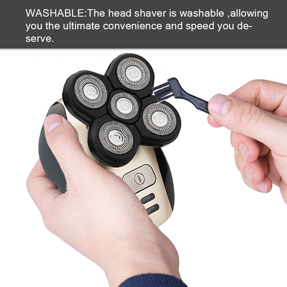 Detachable 4D - 360° Head Shaver,5-In-1 Electric Razor for Men,Shavers for Men Electric Razor for Bald Hair