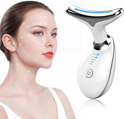 Face and Neck Massager - Triple-Action Wrinkle Remover for Skin Care, Tightening, and Smoothness (White).