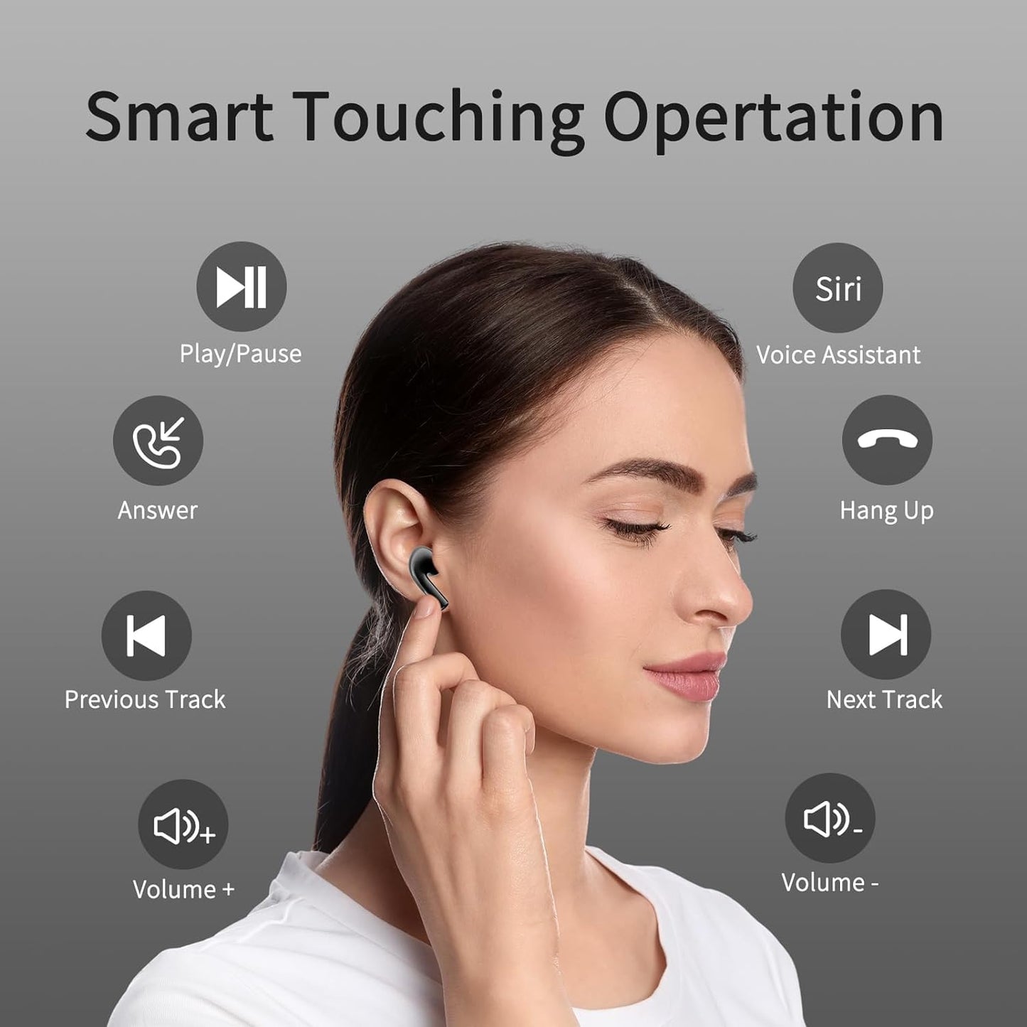 In-Ear Wireless Bluetooth Headphones with Round LCD Display for Smartphones for Smartphones