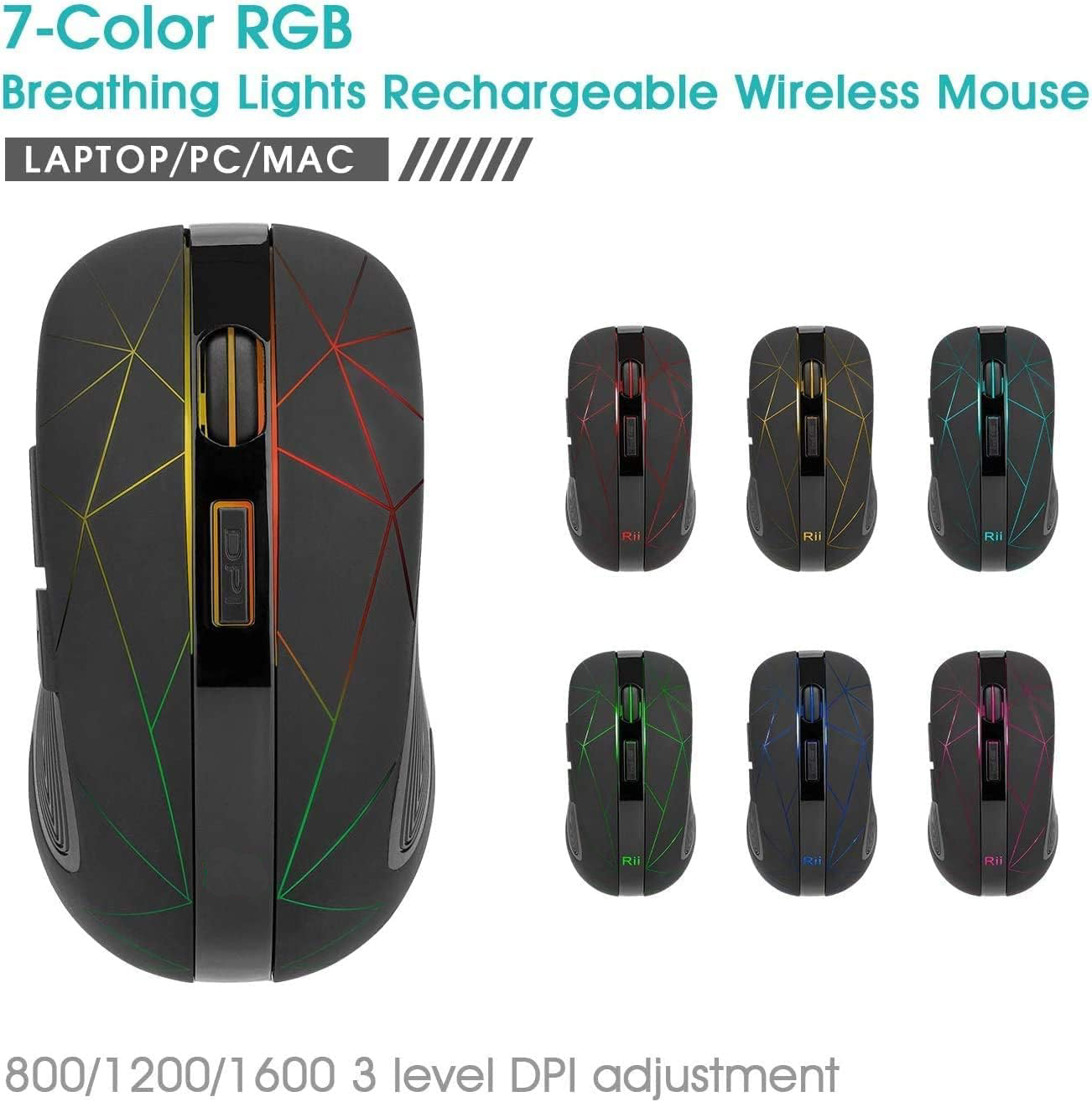 2.4G Wireless Gaming Mouse with USB Nano Receiver Colorful Gaming Mouse for Notebook,PC,Computer