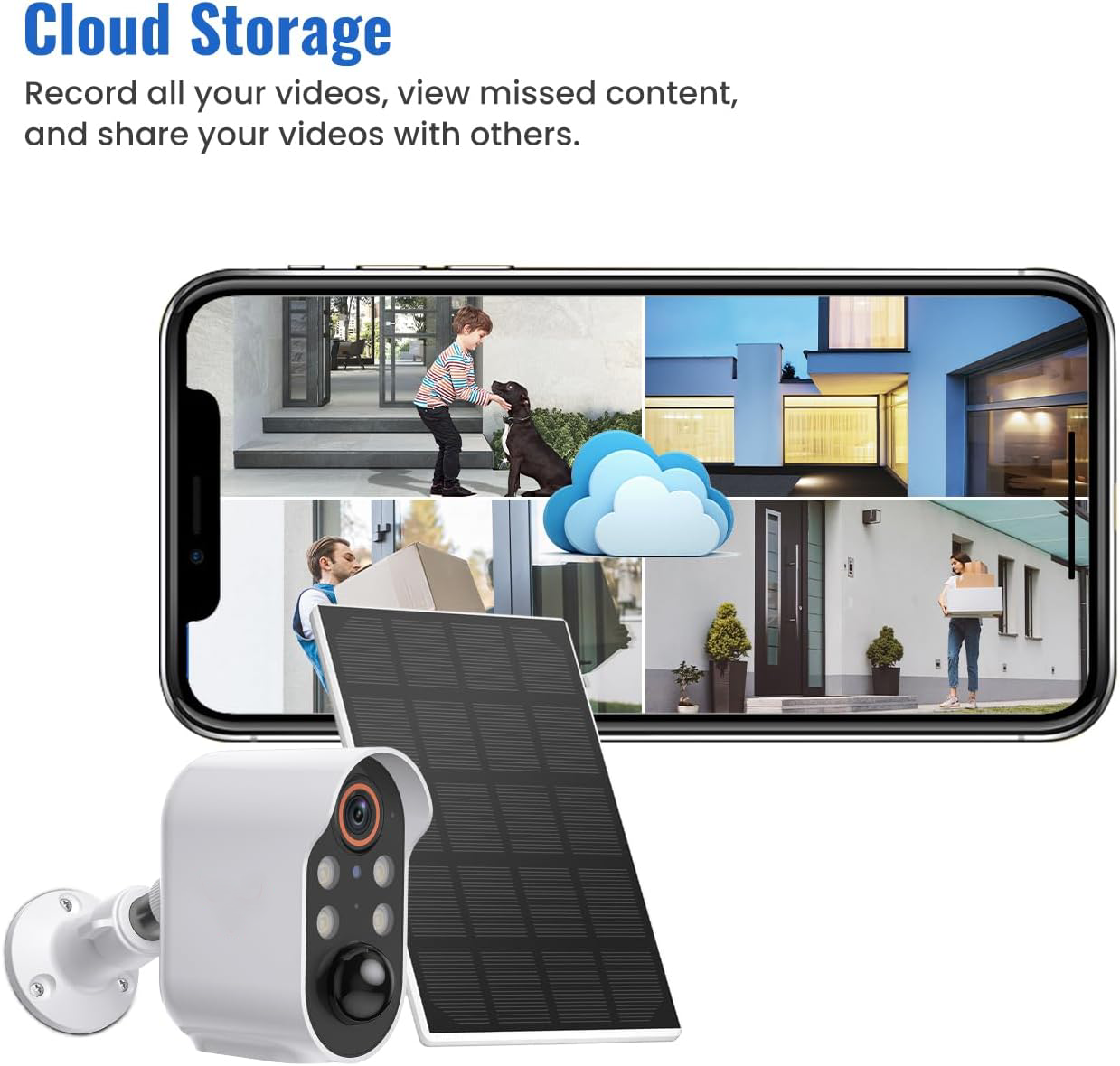 1080p Wireless Solar Security Camera with 4 Spotlights AI Human Detection for Indoor Outdoor