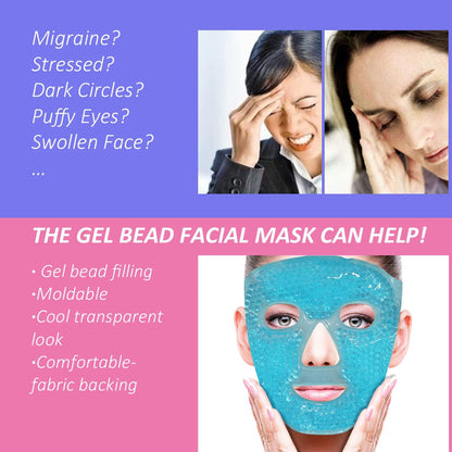 Cold Face Mask Ice Pack Reduce Face Puff, Dark Circles, Gel Beads Hot Heat Cold Compress Pack