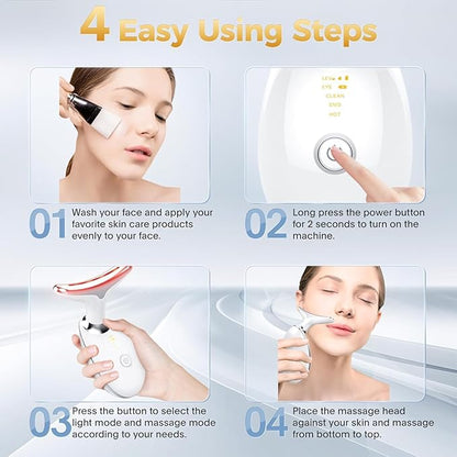 Face and Neck Massager - Triple-Action Wrinkle Remover for Skin Care, Tightening, and Smoothness (White).