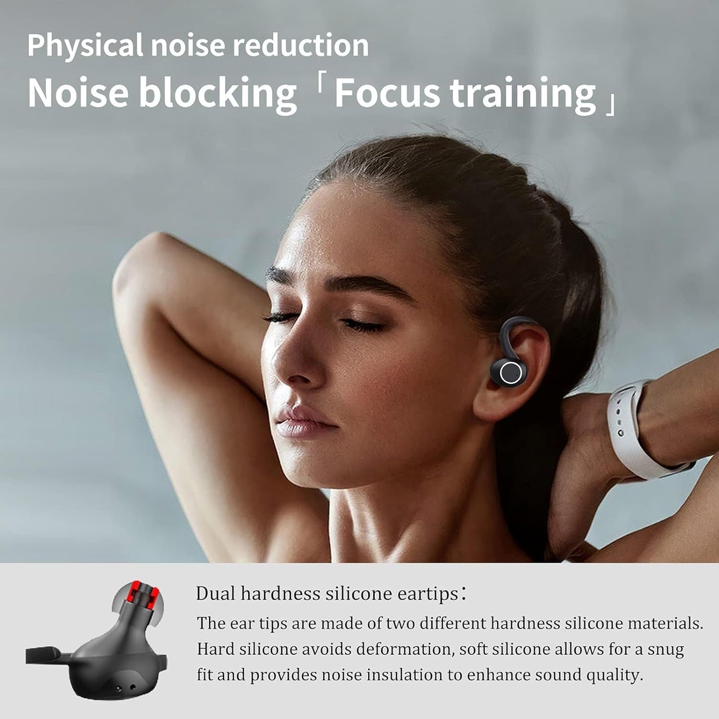 Wireless Bluetooth 5.1 Sport Headphones with Microphone, Noise Cancelling Touch Control Over-Ear Headphones, Type-C Charging