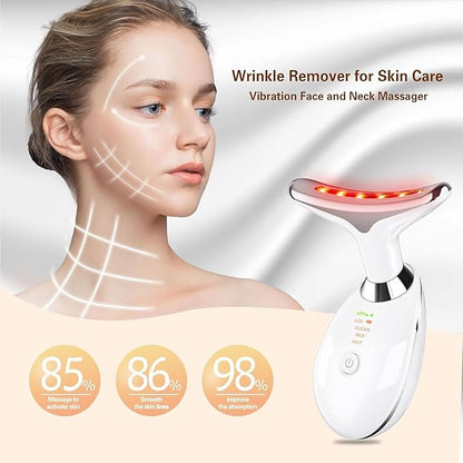 Face and Neck Massager - Triple-Action Wrinkle Remover for Skin Care, Tightening, and Smoothness (White).