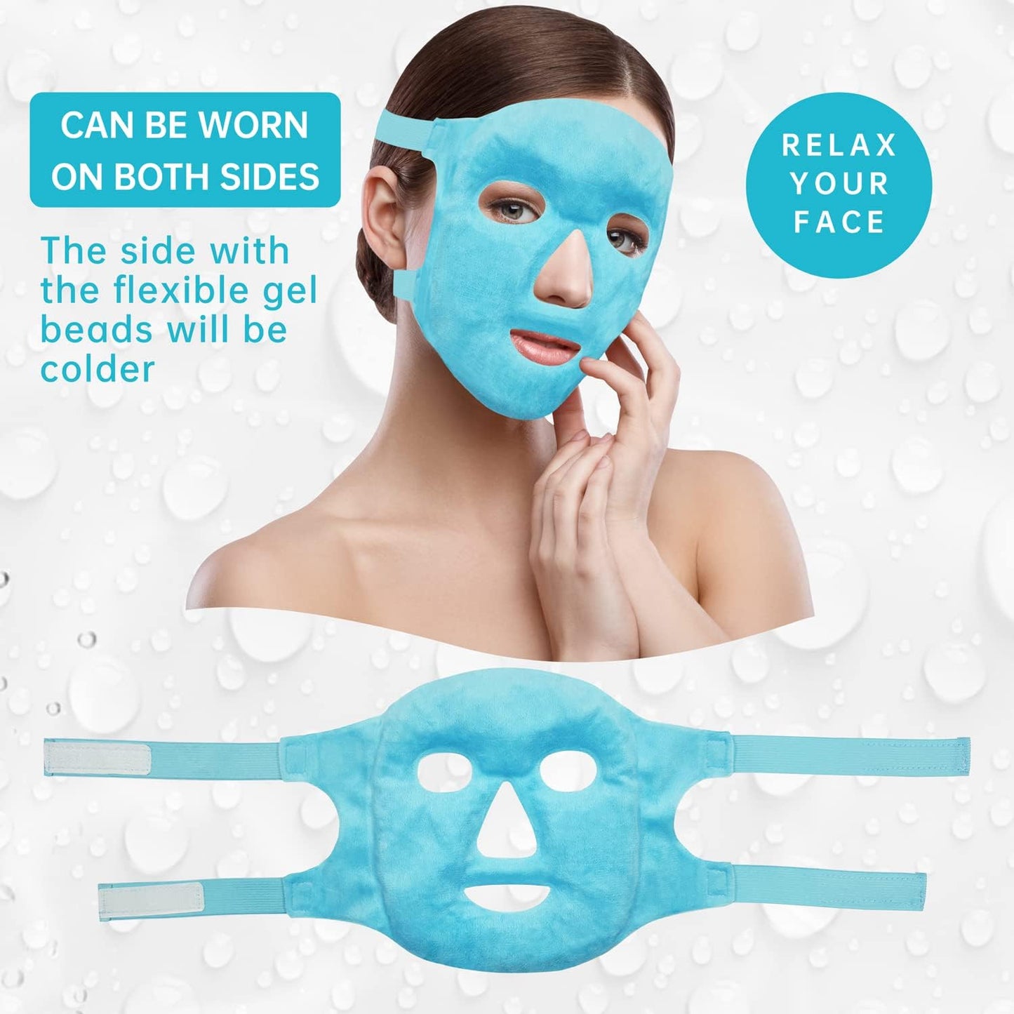 Cold Face Mask Ice Pack Reduce Face Puff, Dark Circles, Gel Beads Hot Heat Cold Compress Pack