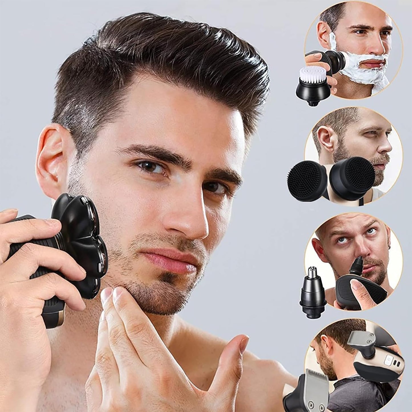 Detachable 4D - 360° Head Shaver,5-In-1 Electric Razor for Men,Shavers for Men Electric Razor for Bald Hair