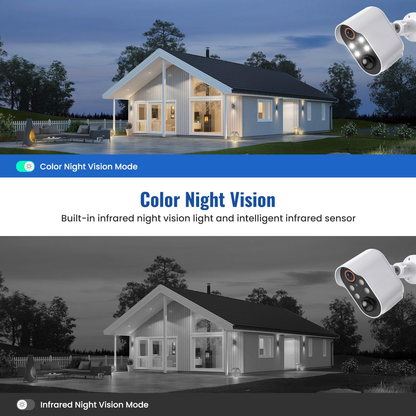 1080p Wireless Solar Security Camera with 4 Spotlights AI Human Detection for Indoor Outdoor