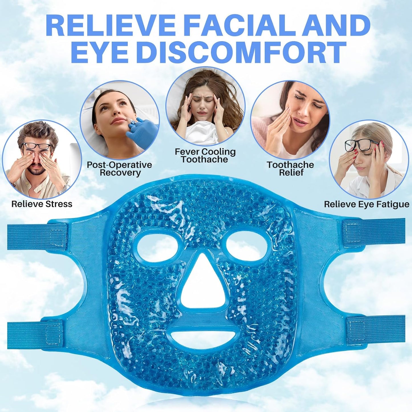 Cold Face Mask Eye Mask Ice Pack Reduce Face Puff, Dark Circles, Gel Beads Hot Heat Cold Compress Pack, Face SPA for Woman Care