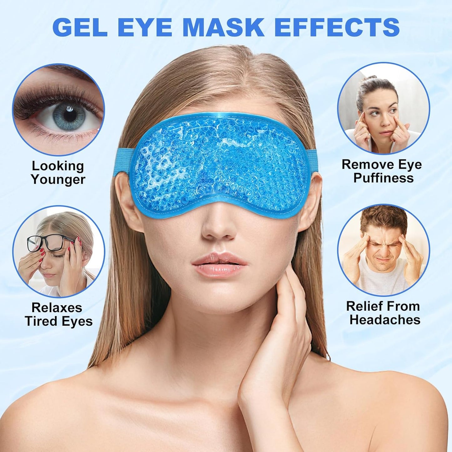 Gel Eye Mask,Reusable Cooling Ice Mask for for Puffy Eyes, Dark Circles