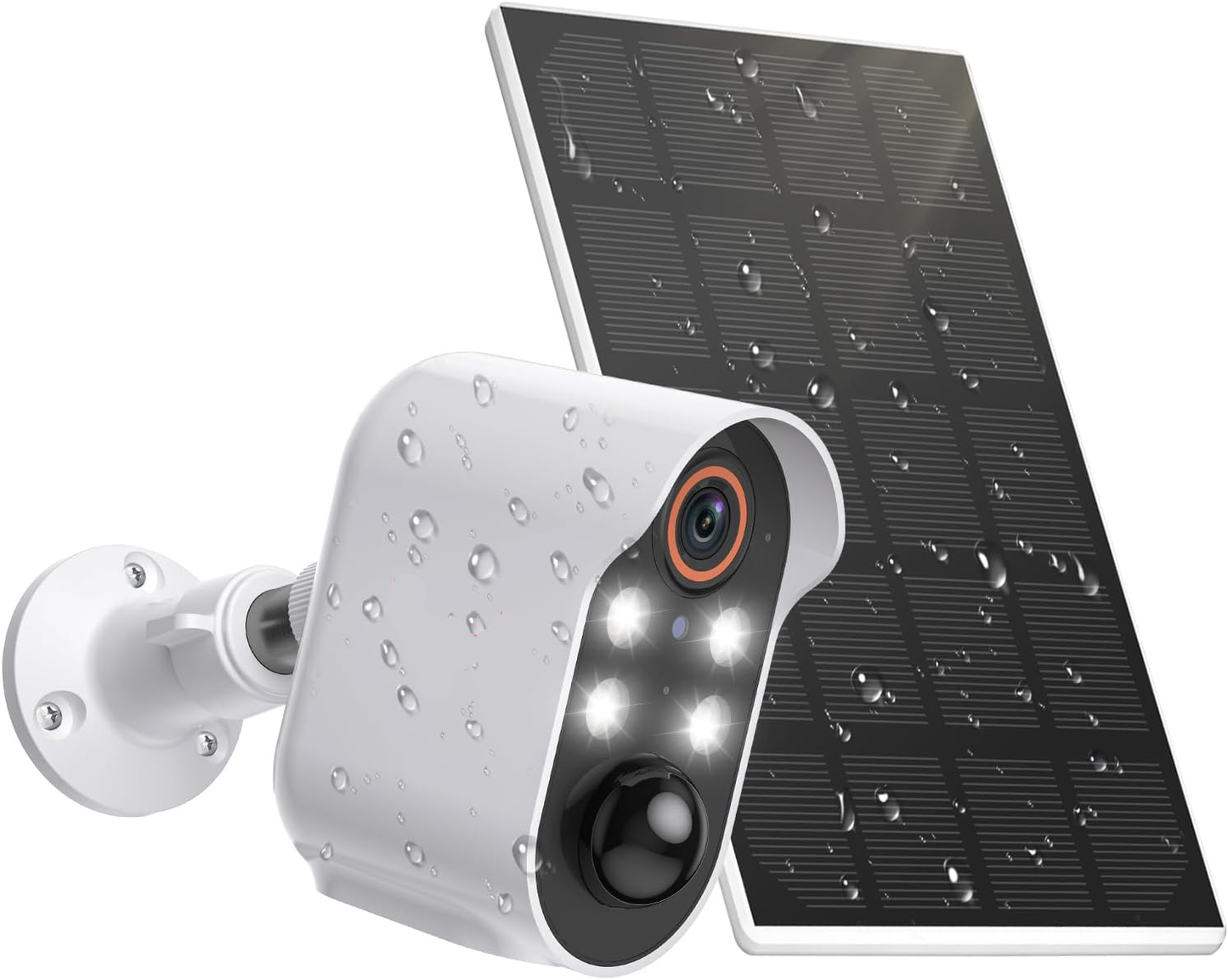 1080p Wireless Solar Security Camera with 4 Spotlights AI Human Detection for Indoor Outdoor