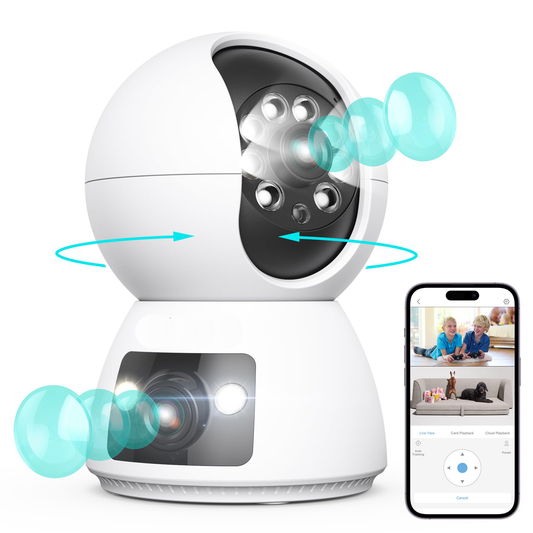 Dual Lens Security Camera Indoor Wireless 2.4g WiFi Indoor Security Camera for Home Security Camera/Pet Camera