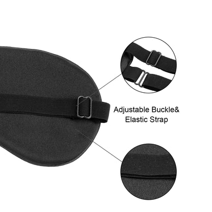 3 Packs 100% Real Natural Pure Silk Eye Mask with Adjustable Strap for Sleeping-Black