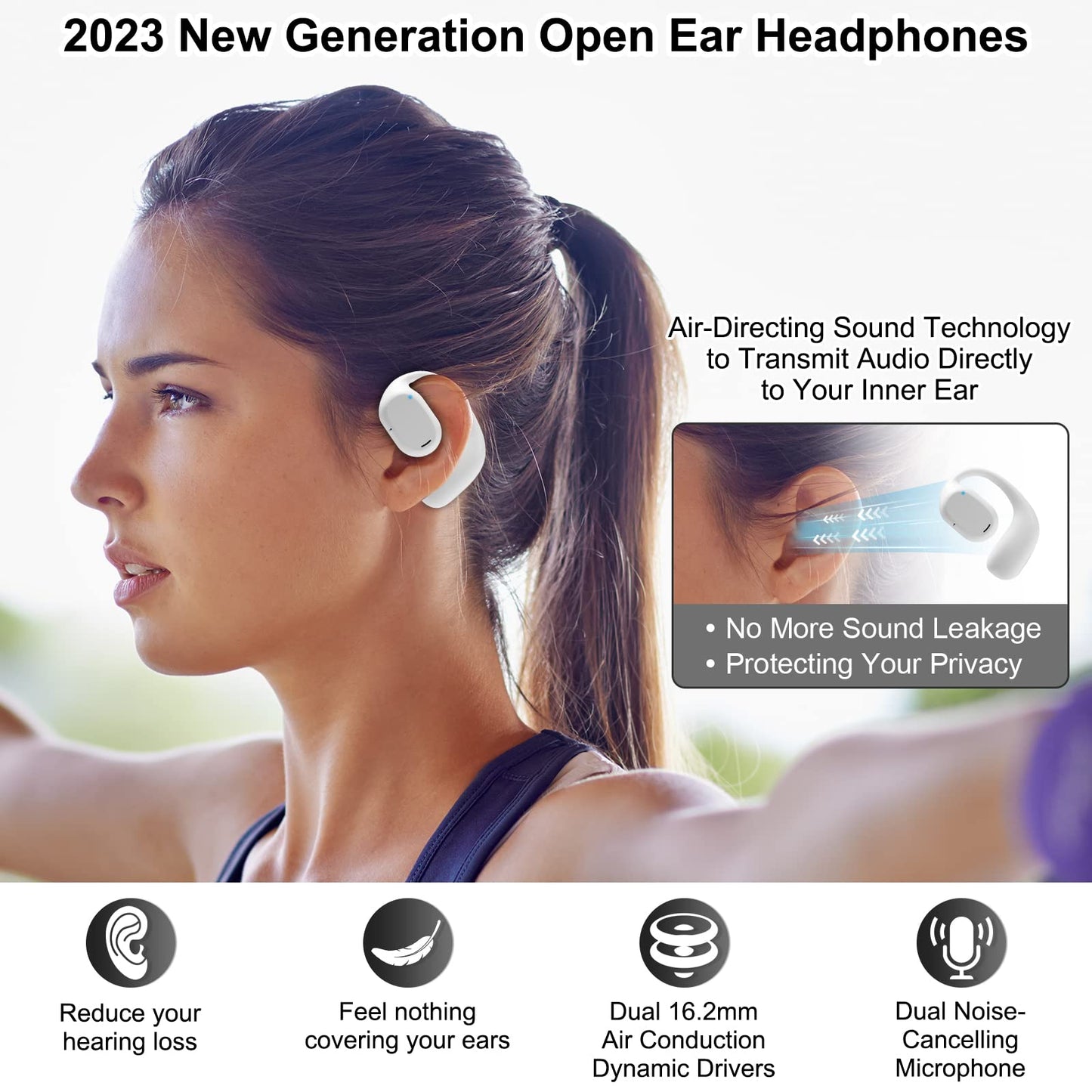 Wireless Open Ear Earbuds, Wireless Earphones with Digital Display 40 Hours Playtime Environmental noise reduction