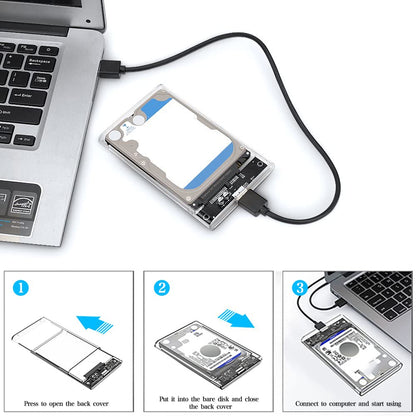 2.5 Hard Drive Enclosure, SATA 3.0 to USB3.0 for 2.5 Inch SSD & HDD External Hard Drive Enclosure Support Max 6TB, Tool Free External Hard Drive Case for 7mm/9.5mm 2.5 SSD HDD,UASP Supported