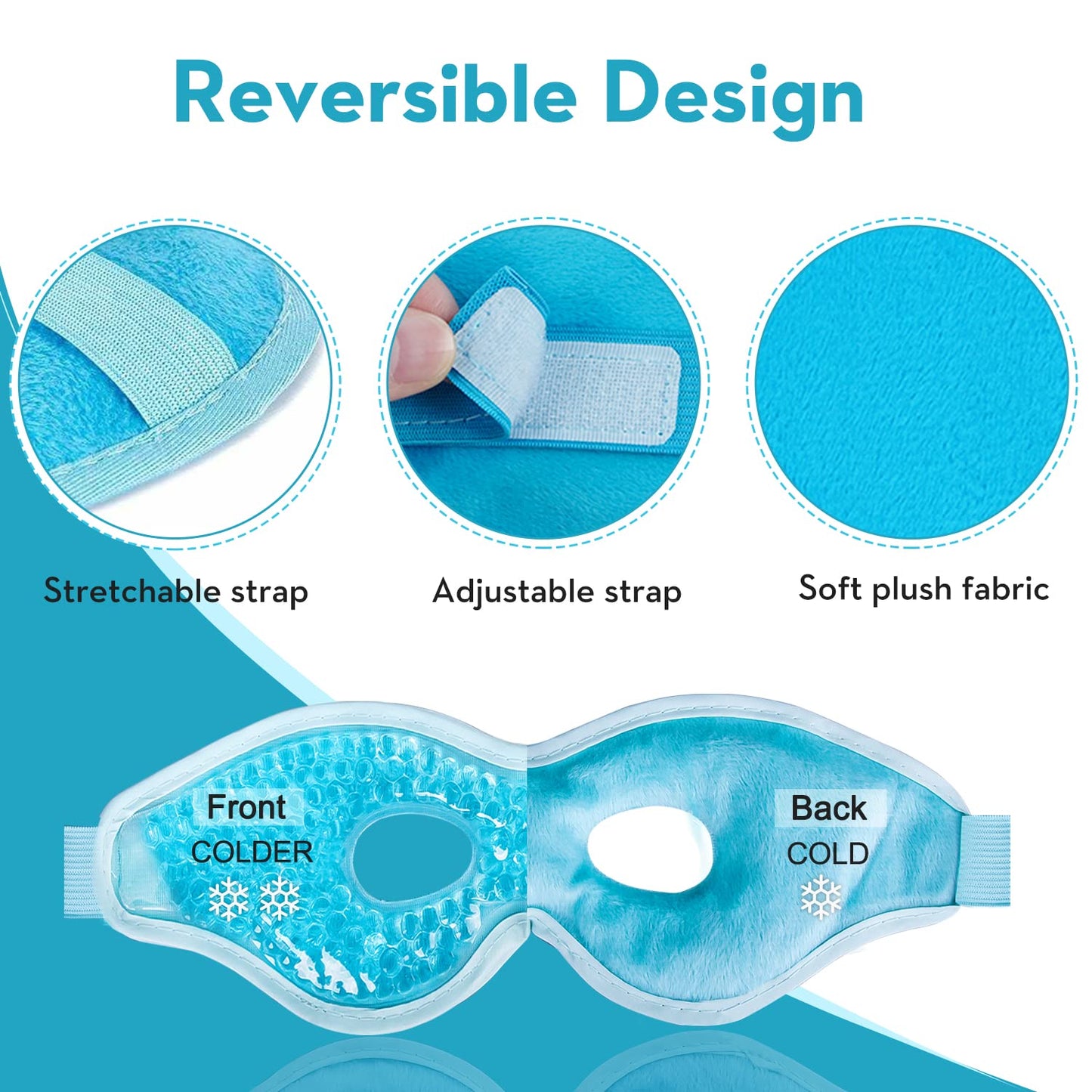 Eye Mask for Sleeping, Reusable Cooling Eye Masks, Gel Ice Pack, Heated Eye Mask Warm Compress for Eyes